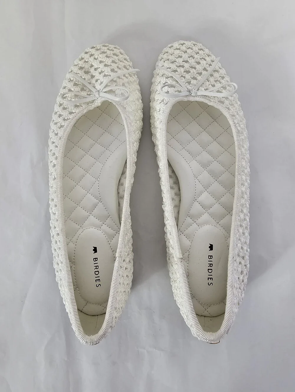 Birdies The Songbird White Openweave Woven Ballet Flats NEW Size 8